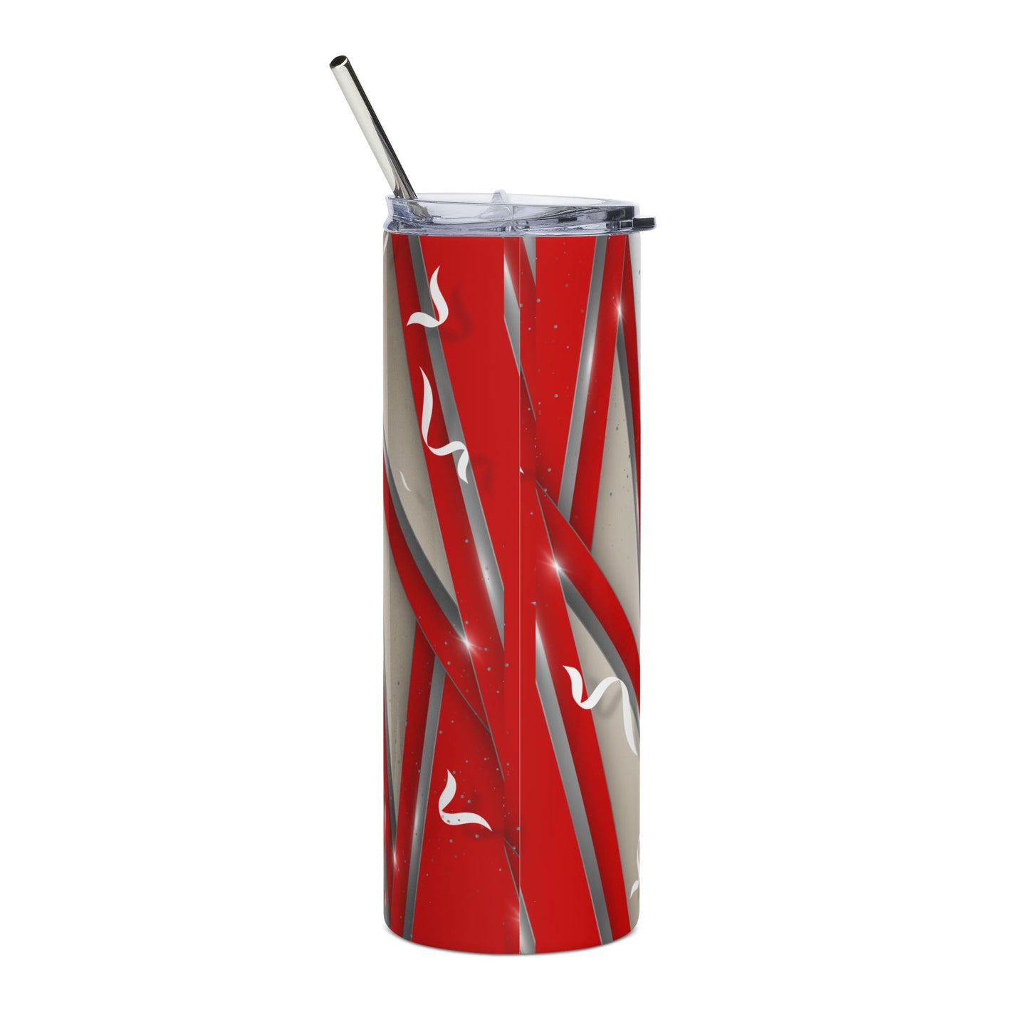 Senior 2026 Red/White Stainless Steel Tumbler — Graduation Travel Cup with Cap & Straw