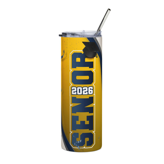 Senior 2026 Stainless Steel Tumbler — Graduation Slim 20oz Travel Cup