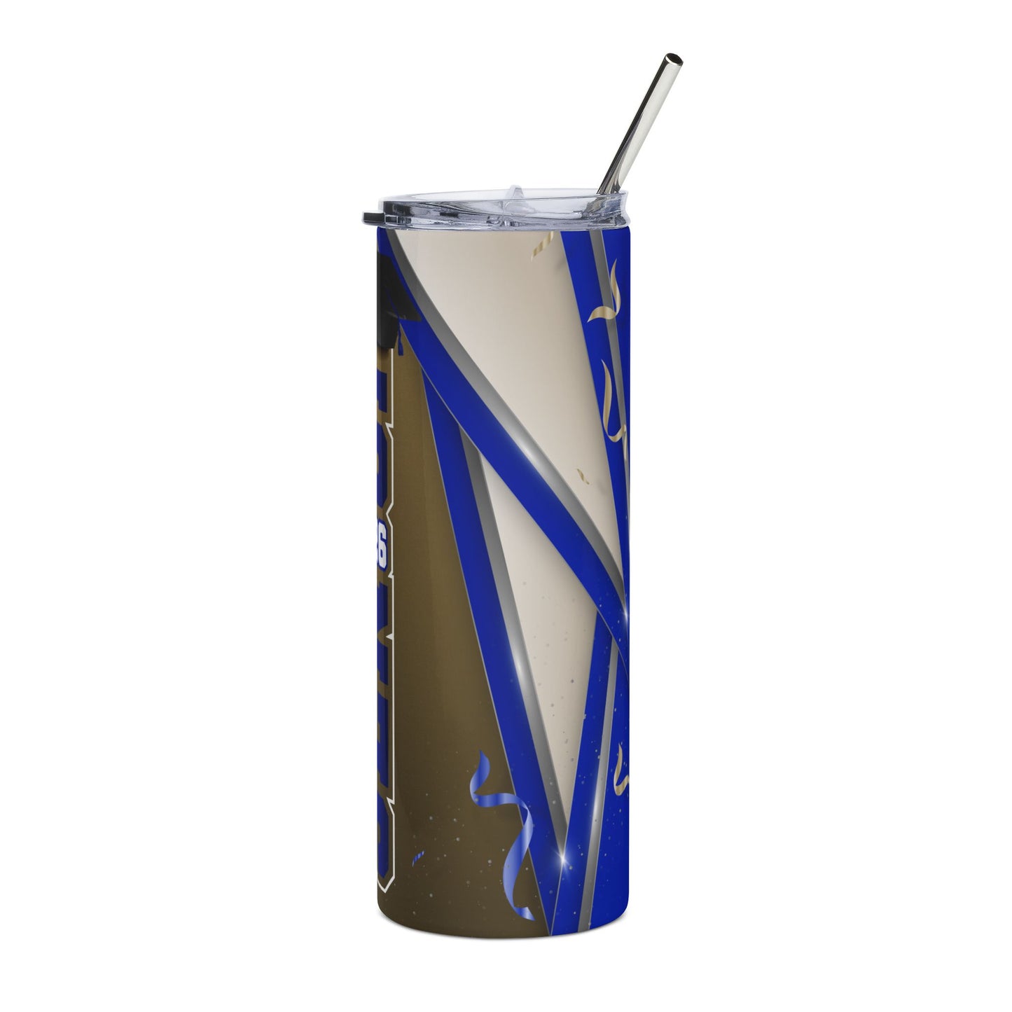 2026 Senior Graduation Blue/Gold Stainless Steel Tumbler - 20oz Insulated Travel Cup with Cap & Straw