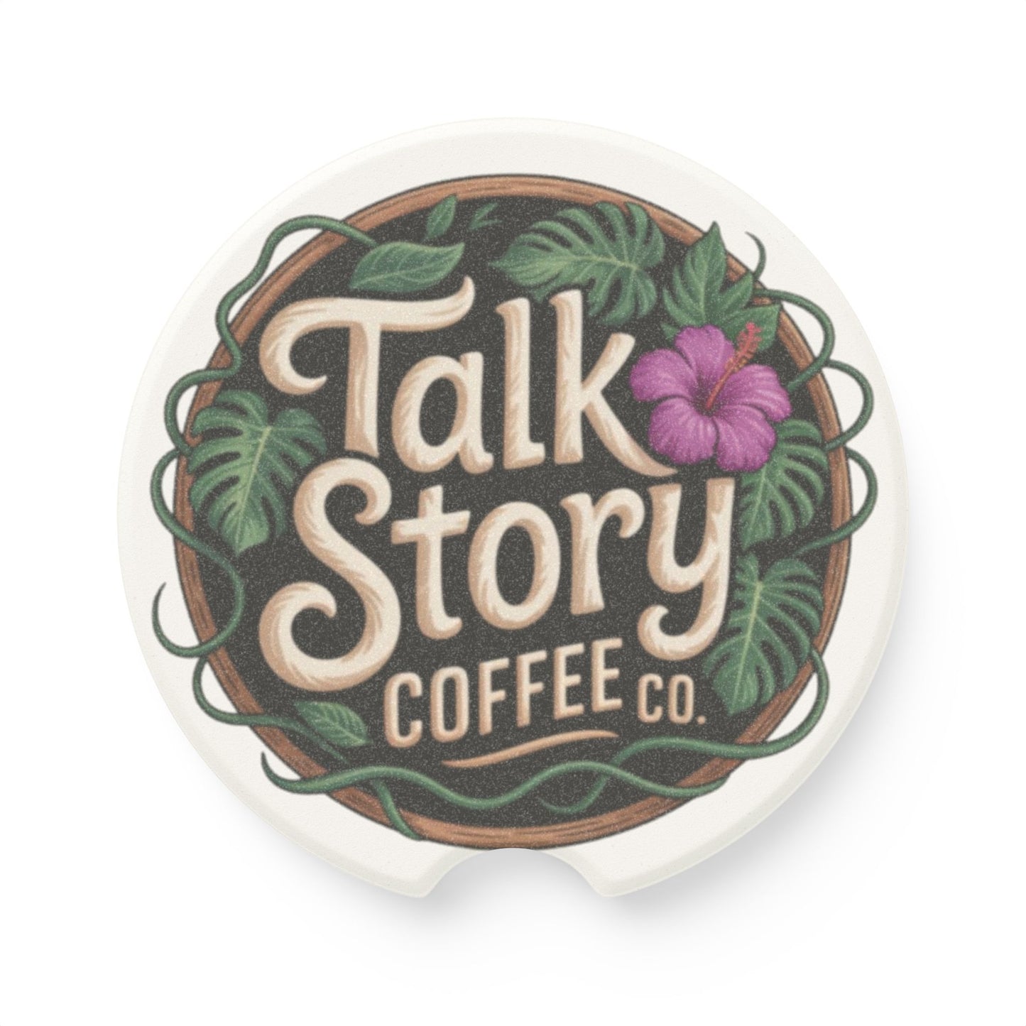 Soapstone Car Coaster — Talk Story Coffee Logo Car Cup Holder Insert