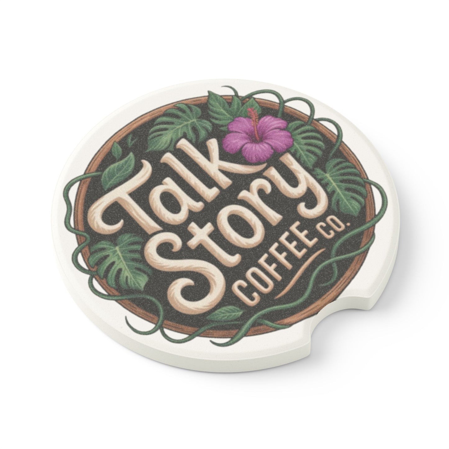Soapstone Car Coaster — Talk Story Coffee Logo Car Cup Holder Insert