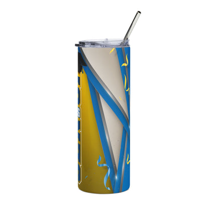 Senior 2026 Blue/Yellow 20oz Stainless Tumbler – Graduation Gift with Cap & Confetti Design