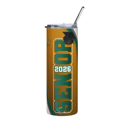 2026 Seniors Green/Gold Graduation Stainless Steel Tumbler - 20oz