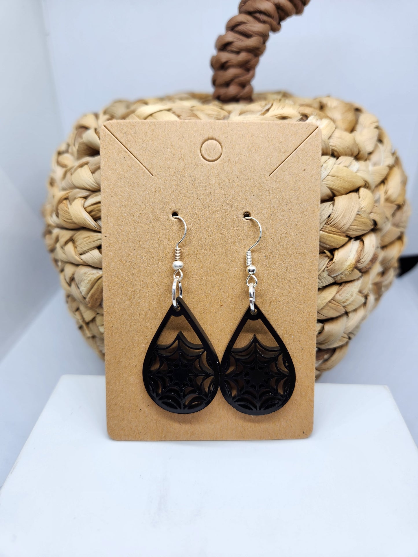 Halloween Earrings *Spider Web* Teardrop Design #2