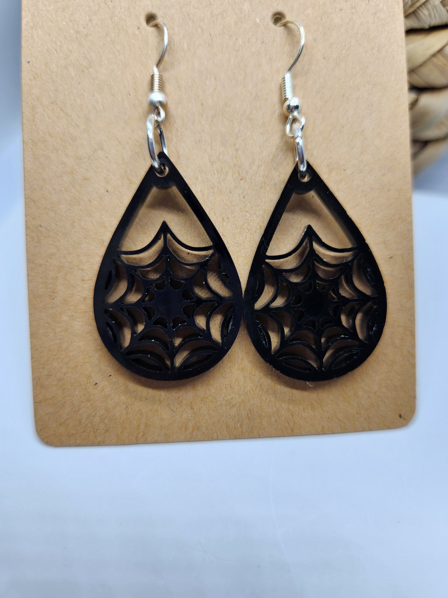 Halloween Earrings *Spider Web* Teardrop Design #2