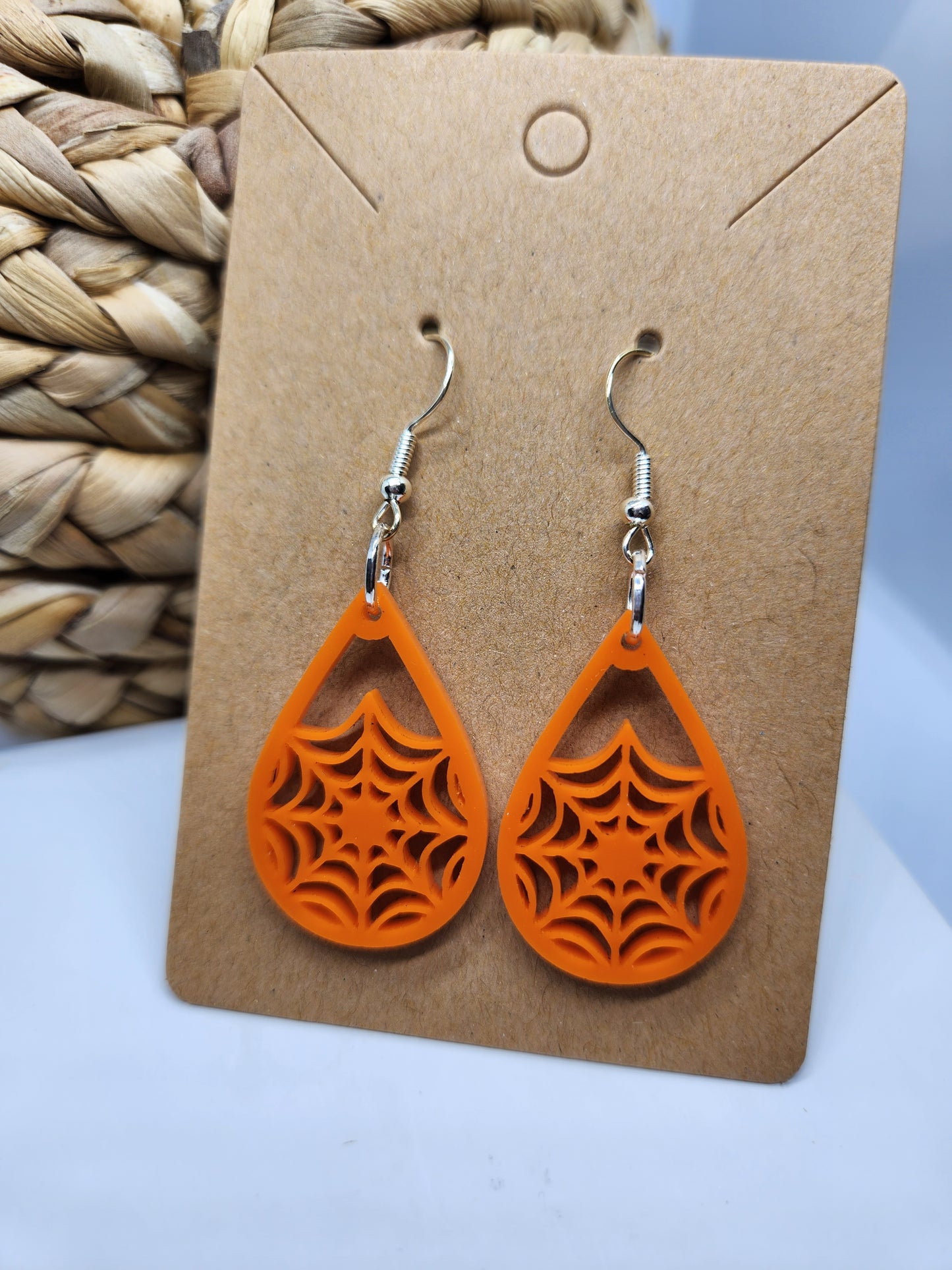 Halloween Earrings *Spider Web* Teardrop Design #2