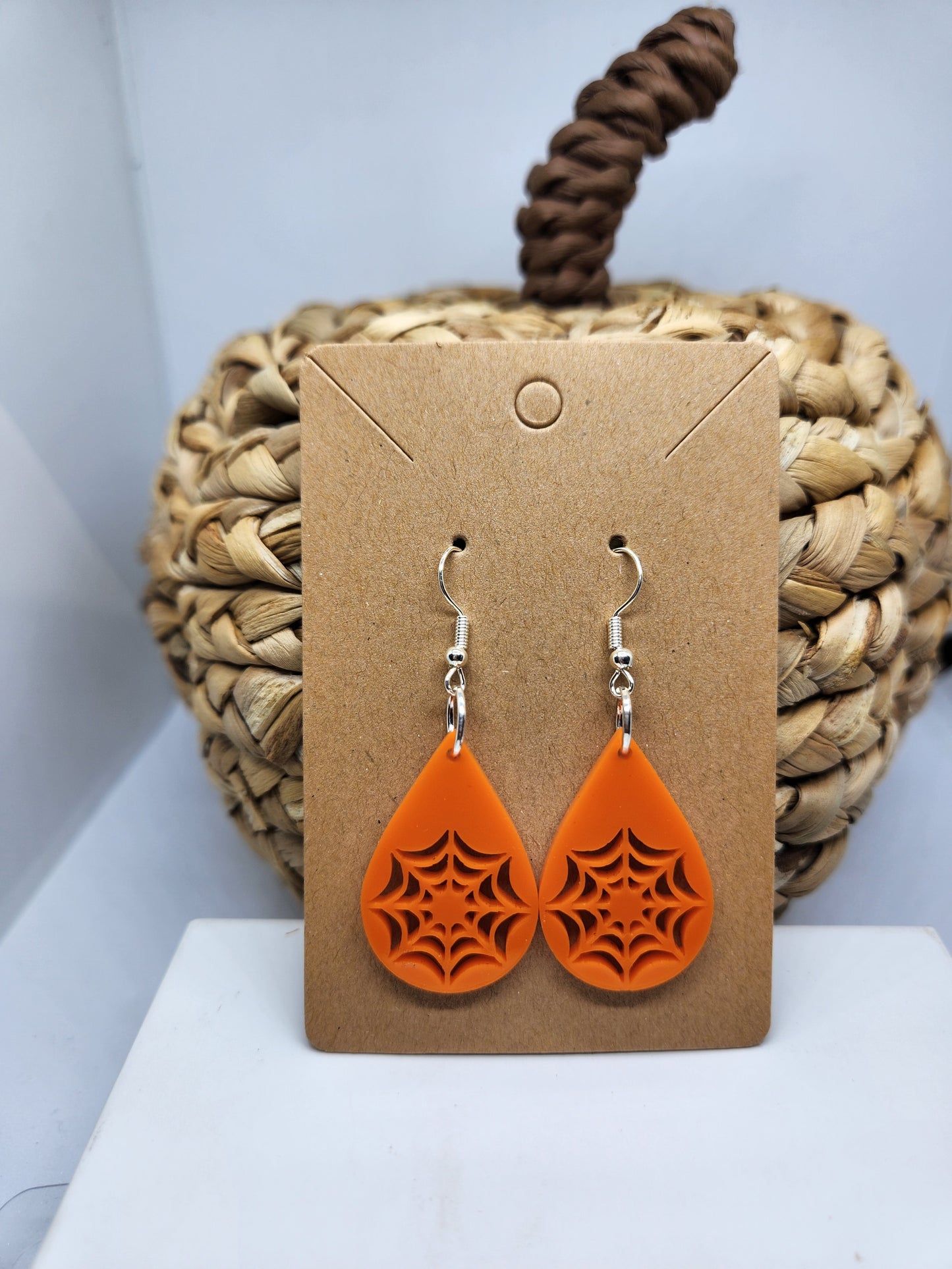 Halloween Earrings *Spider Web* Teardrop Design