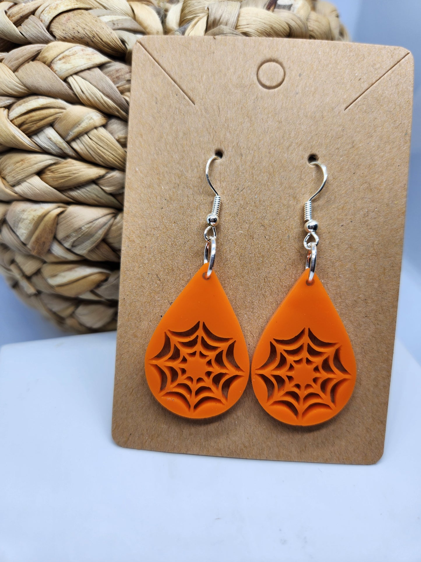 Halloween Earrings *Spider Web* Teardrop Design