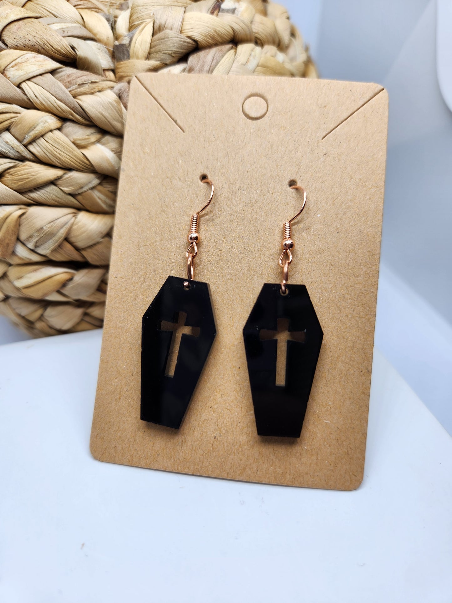 Halloween Earrings *Coffin with Cross*