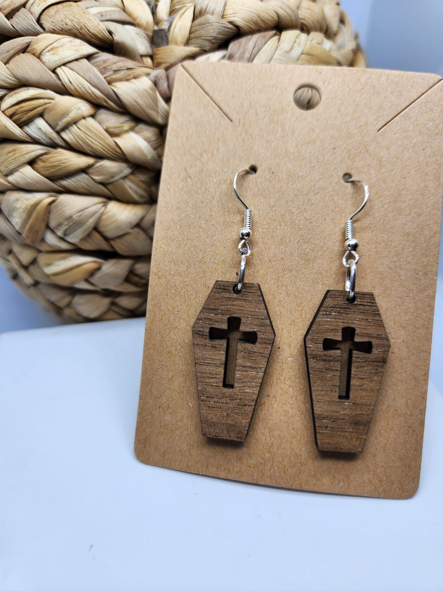 Halloween Earrings *Coffin with Cross*