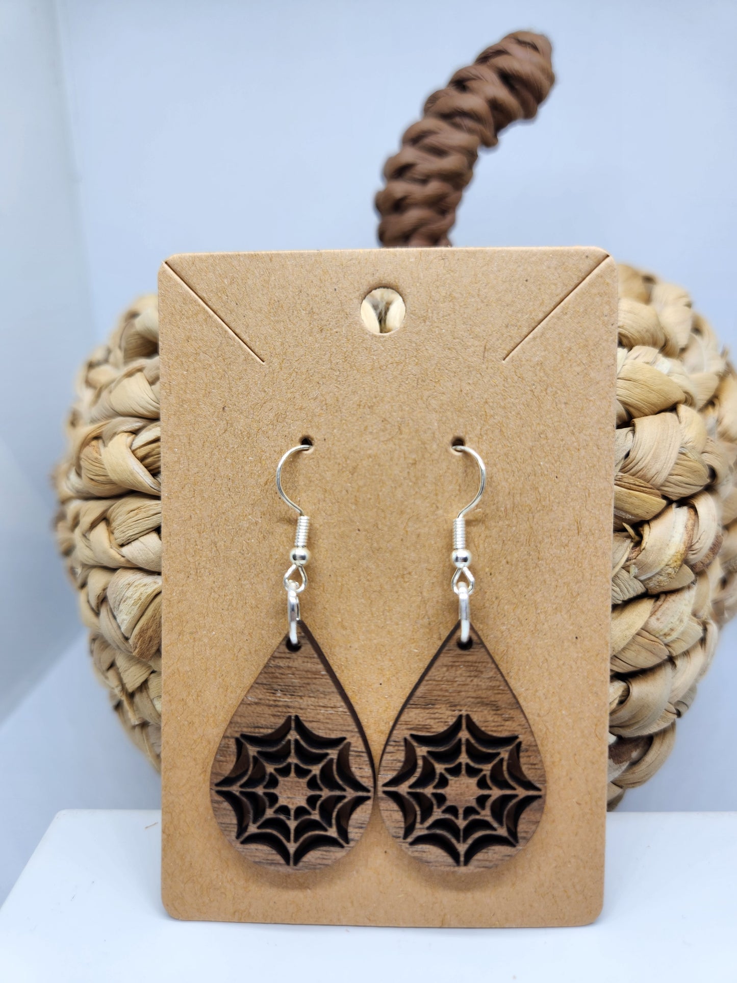 Halloween Earrings *Spider Web* Teardrop Design