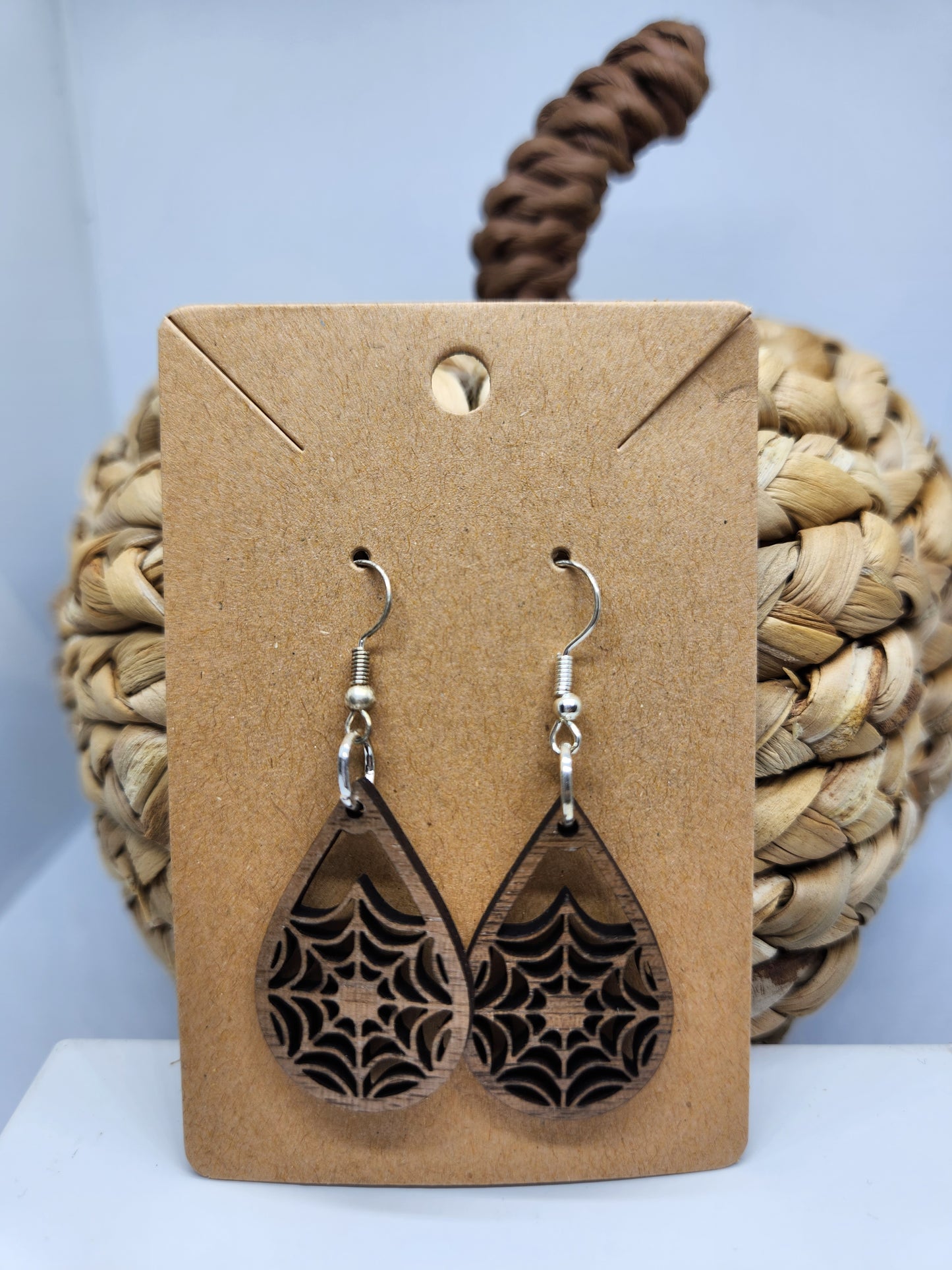 Halloween Earrings *Spider Web* Teardrop Design #2