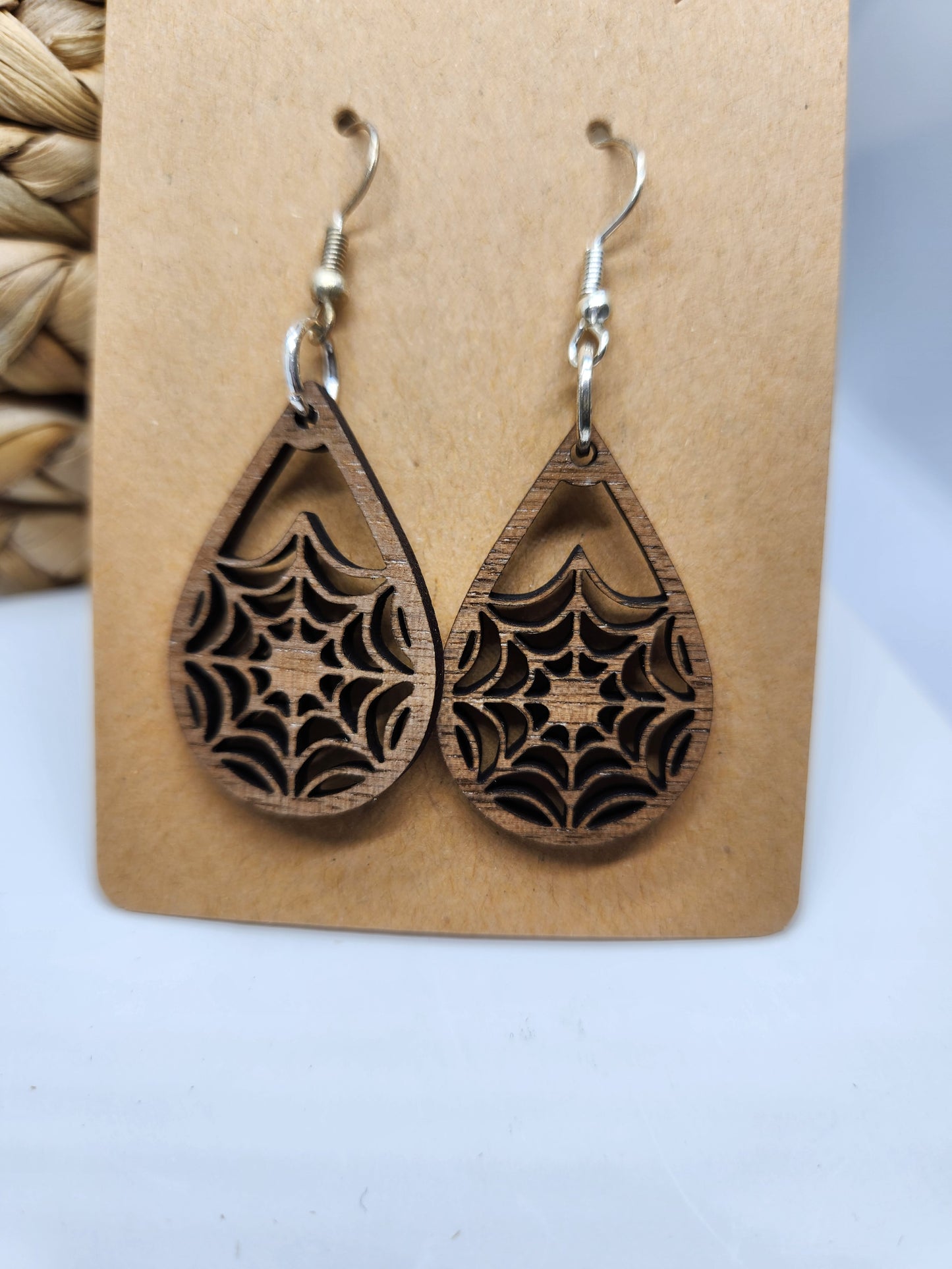 Halloween Earrings *Spider Web* Teardrop Design #2