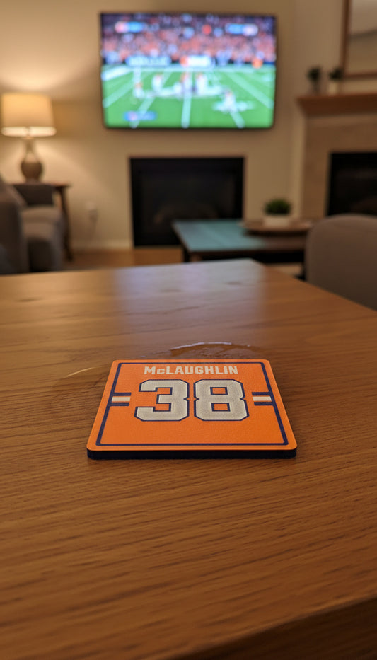 Jaleel McLaughlin 3D Printed Coaster – Fan-Made Jersey #38 Drink Coaster