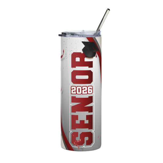 Senior 2026 Stainless Steel Tumbler – Graduation Travel Cup with Cap & Straw