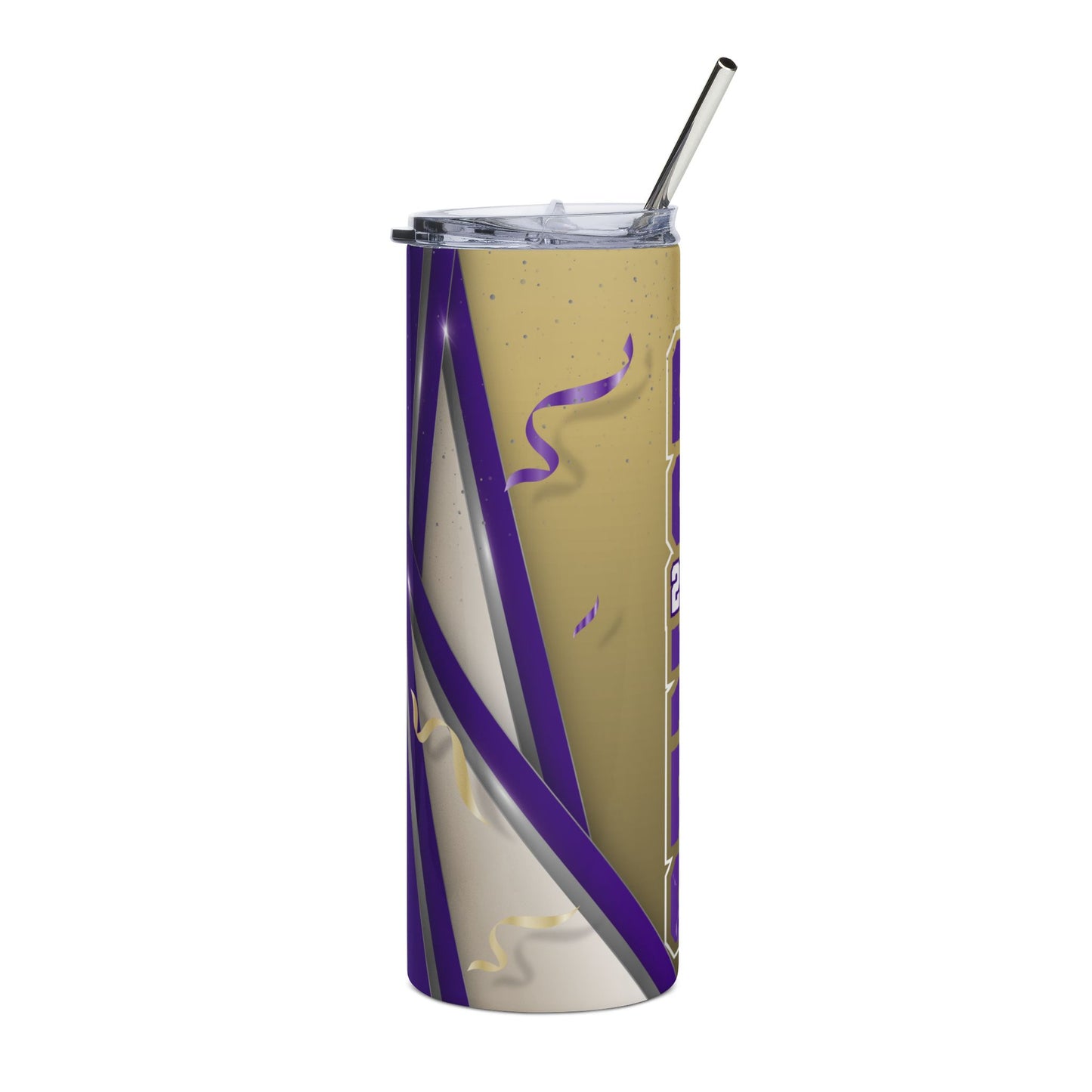 2026 Senior Stainless Steel Tumbler Purple/Gold— Graduation Gift Travel Cup