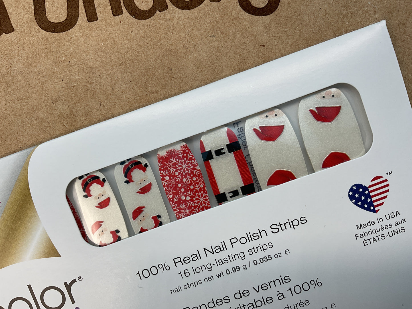 Color Street Father Christmas Nail Strips – Shimmery Santa Red & White Mani