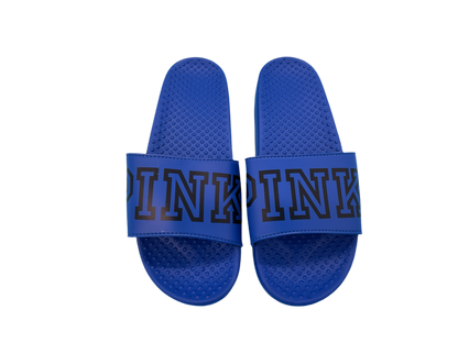 Victoria’s Secret - PINK - Blue Slides w/ Black Letters