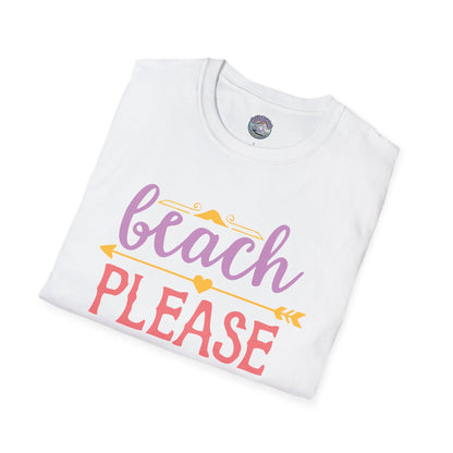 Beach Please Unisex Summer T Shirt White 100 Percent Ring Spun Cotton Crew Neck Graphic Tee