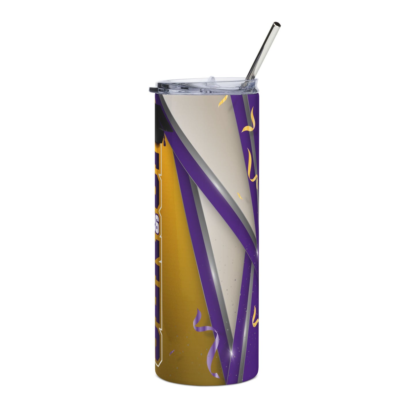 Senior 2026 20oz Stainless Steel Tumbler – Graduation Cap & Confetti