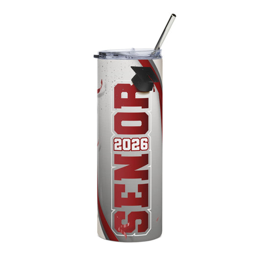 Senior 2026 Stainless Steel Tumbler – Graduation Travel Cup with Cap & Straw