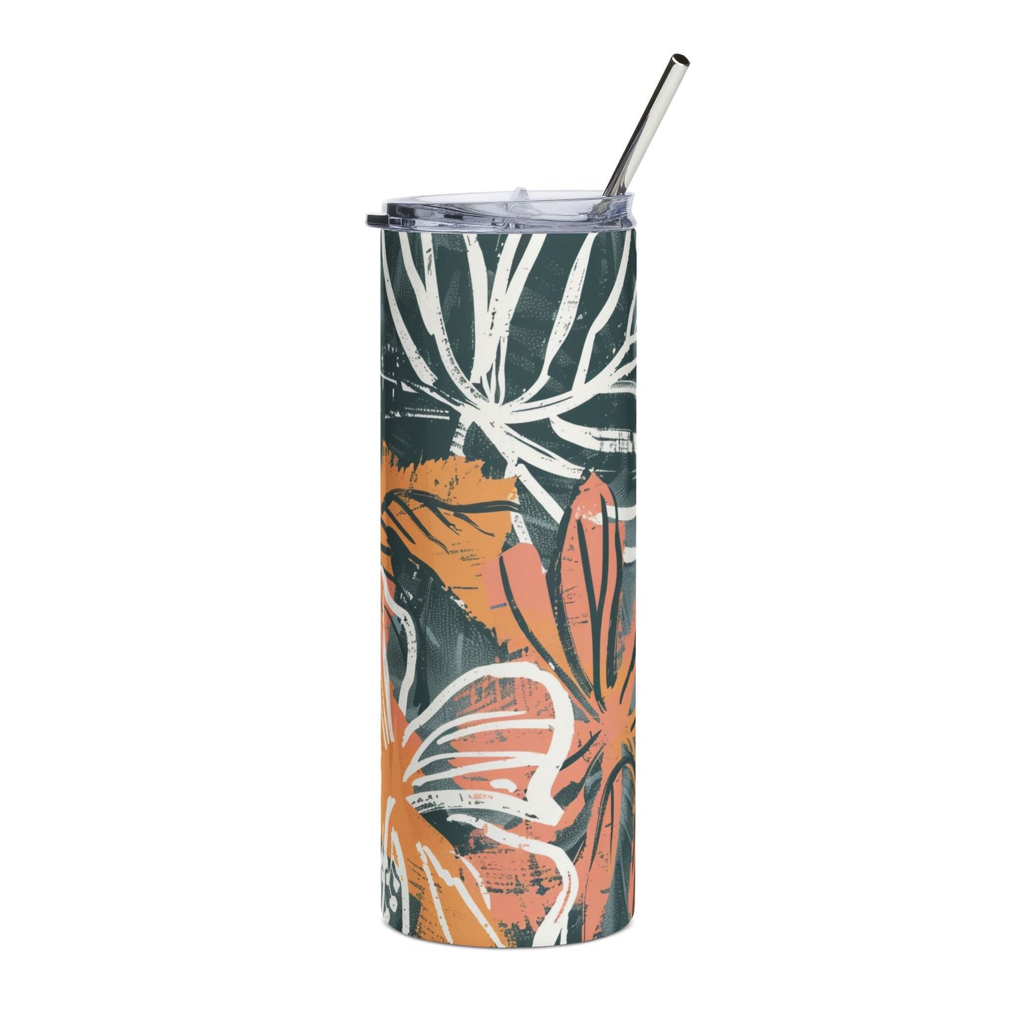 Tropical Floral 20oz Insulated Stainless Steel Tumbler with Reusable Straw & Lid