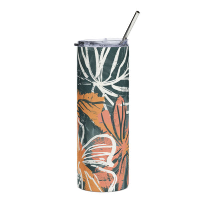 Tropical Floral 20oz Insulated Stainless Steel Tumbler with Reusable Straw & Lid