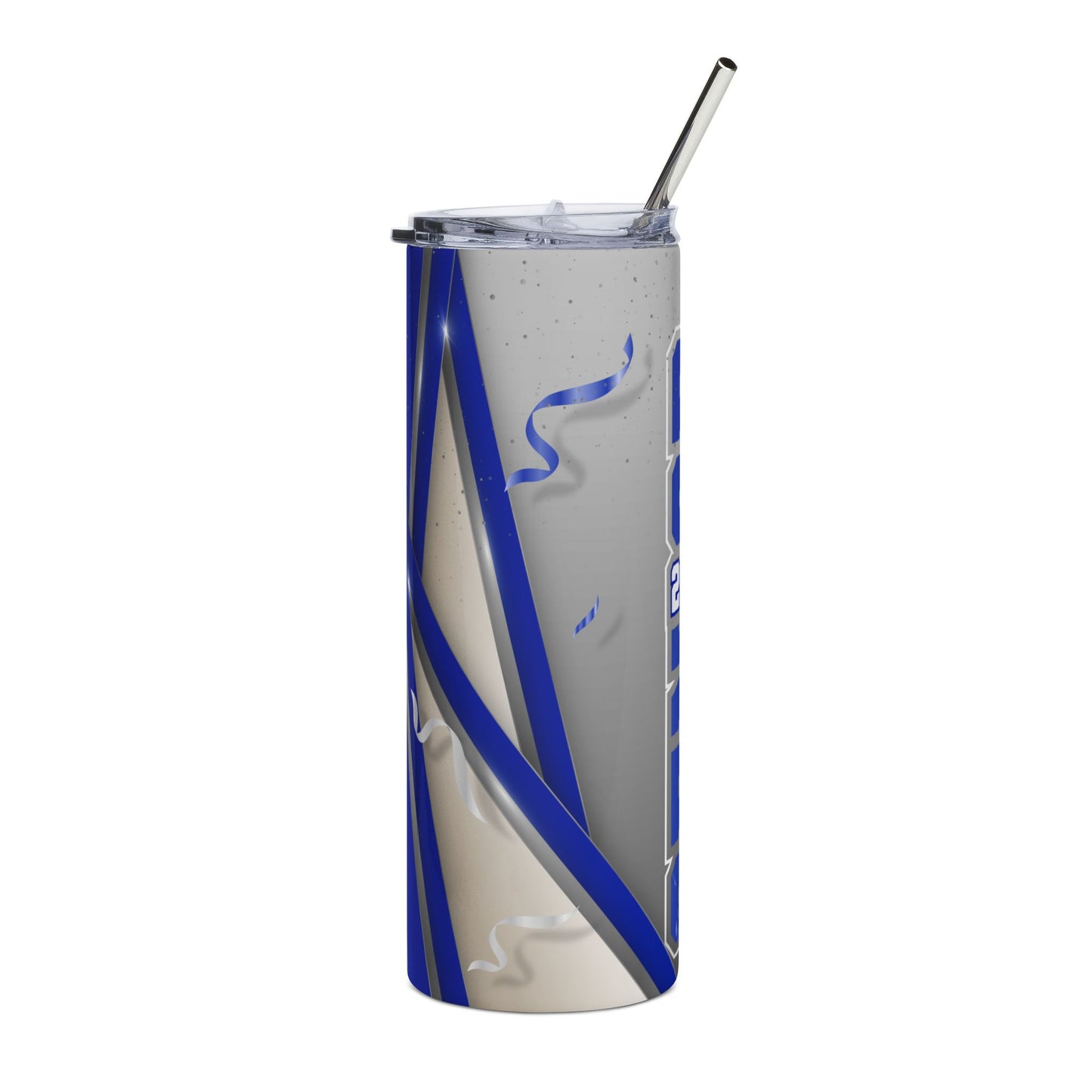 Senior 2026 Silver/Blue Stainless Steel Tumbler — 20oz Graduation Travel Cup