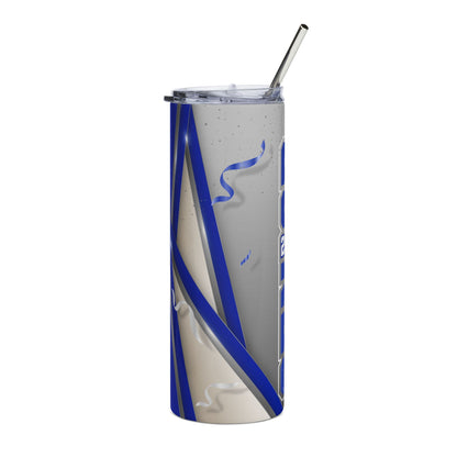 Senior 2026 Silver/Blue Stainless Steel Tumbler — 20oz Graduation Travel Cup