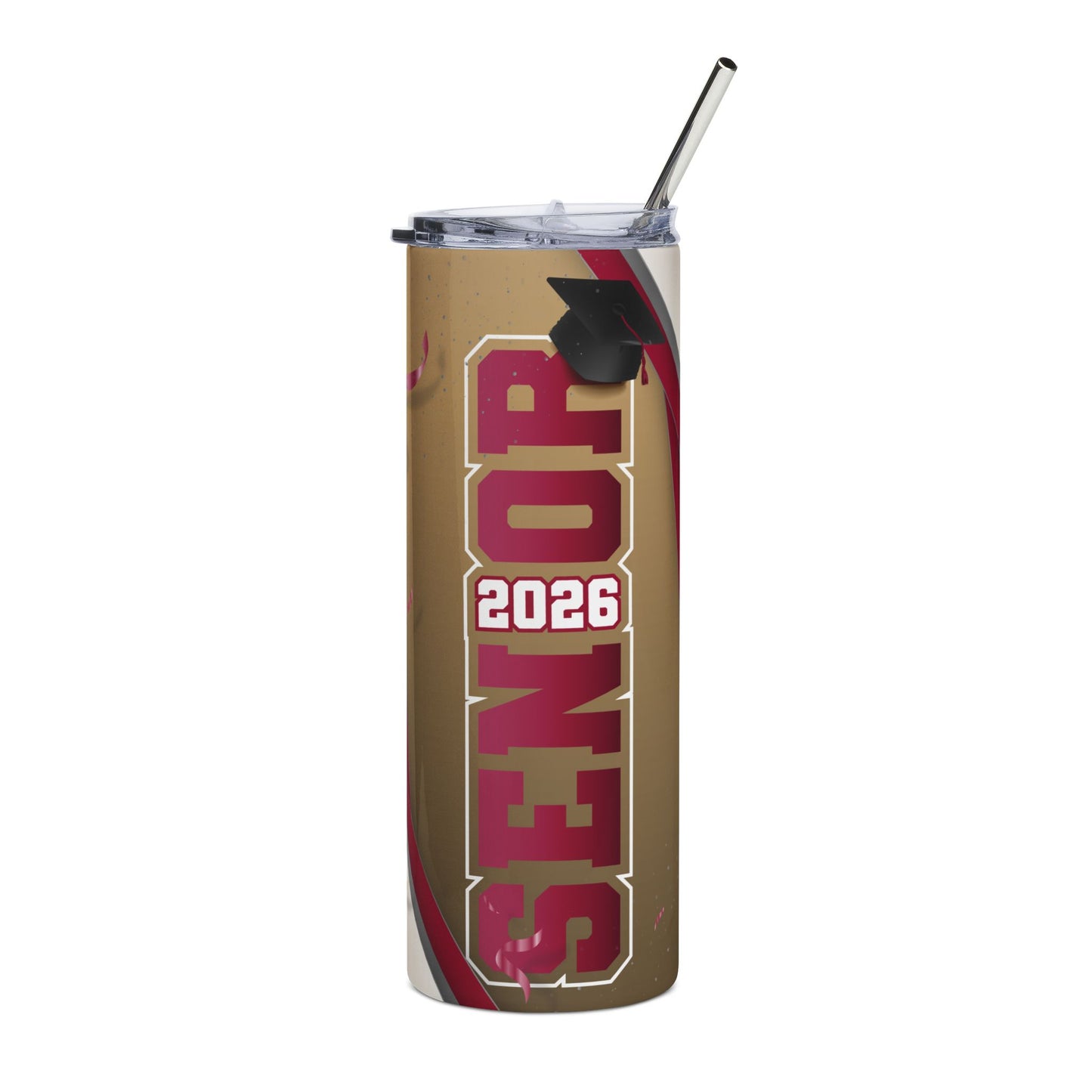 2026 Senior Stainless Steel Tumbler – Graduation Travel Cup with Cap & Straw