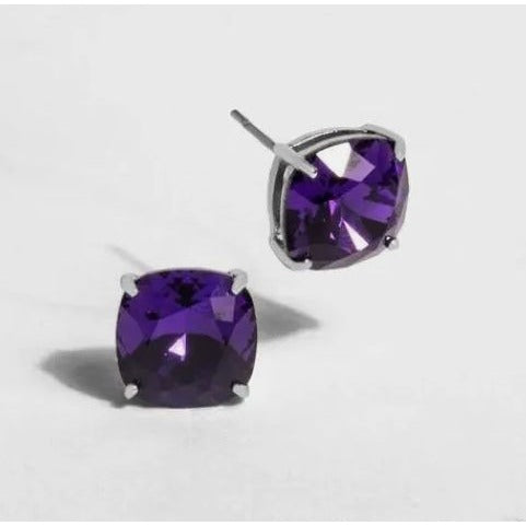 Origami Owl Silver and Purple Velvet Swarvorski Crystal Clara Stud Earrings