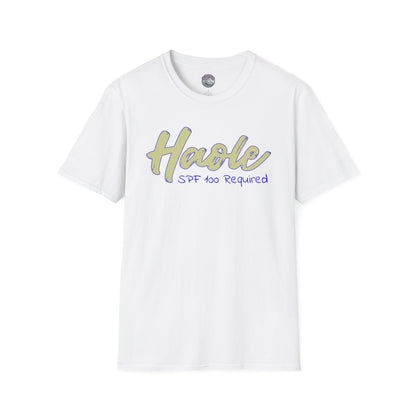 Haole SPF 100 Required Unisex Softstyle T Shirt – White