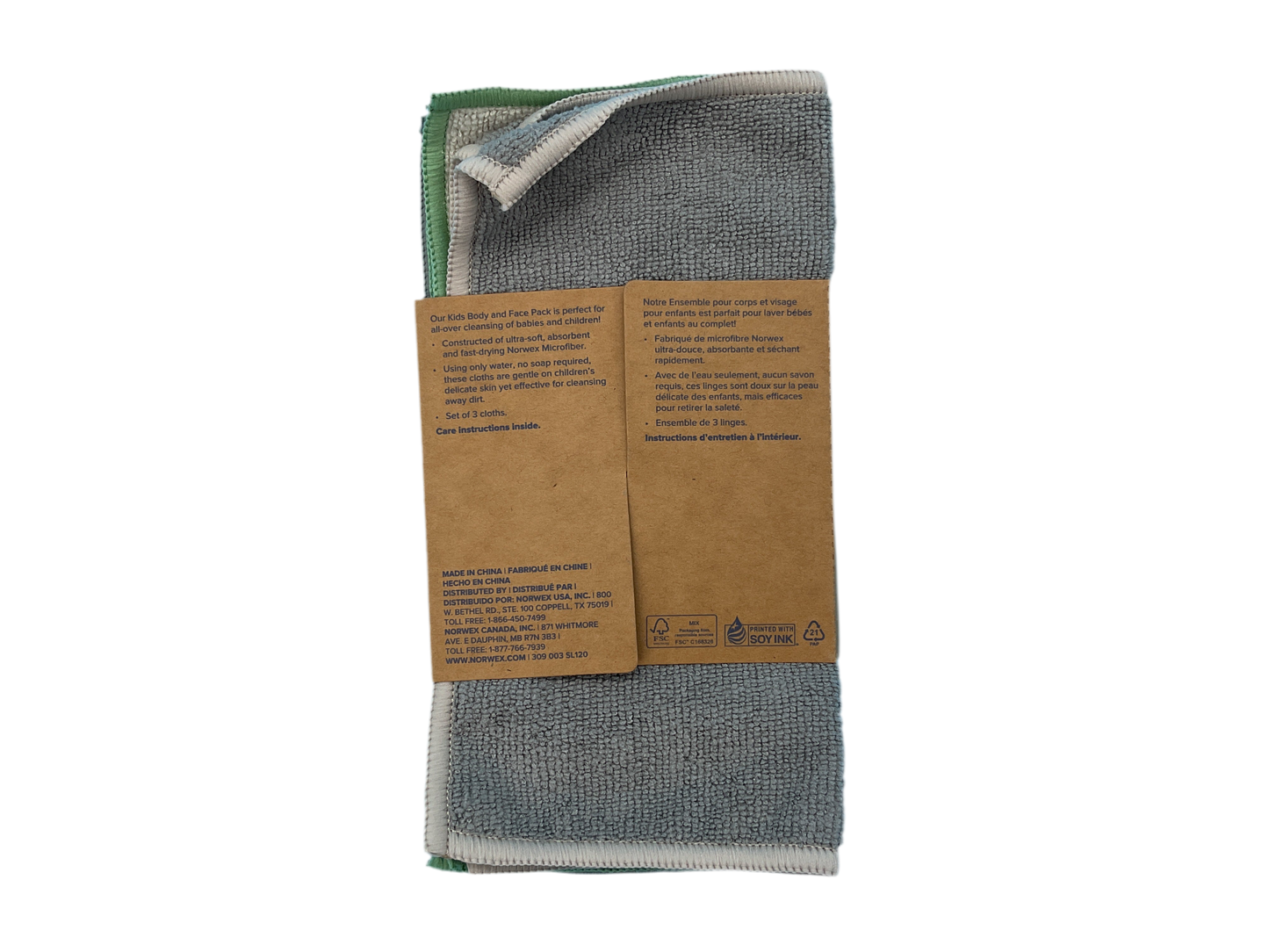 Norwex Kids Body and Face Pack – 3 Microfiber Cloths with BacLock® (7.87" x 7.87")
