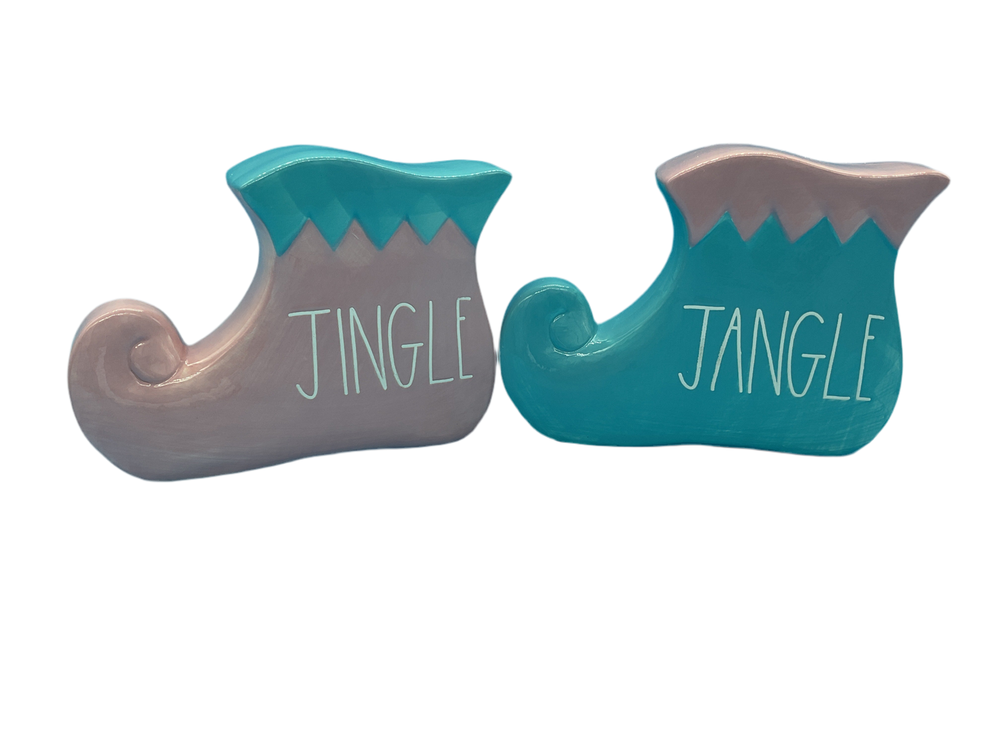 Rae Dunn ~ Set Of 2 Ceramic Elf Shoe Plaques