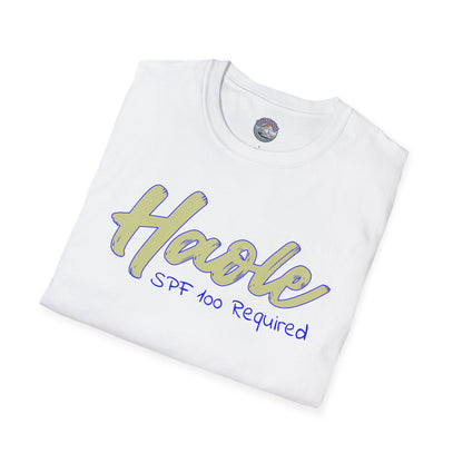Haole SPF 100 Required Unisex Softstyle T Shirt – White