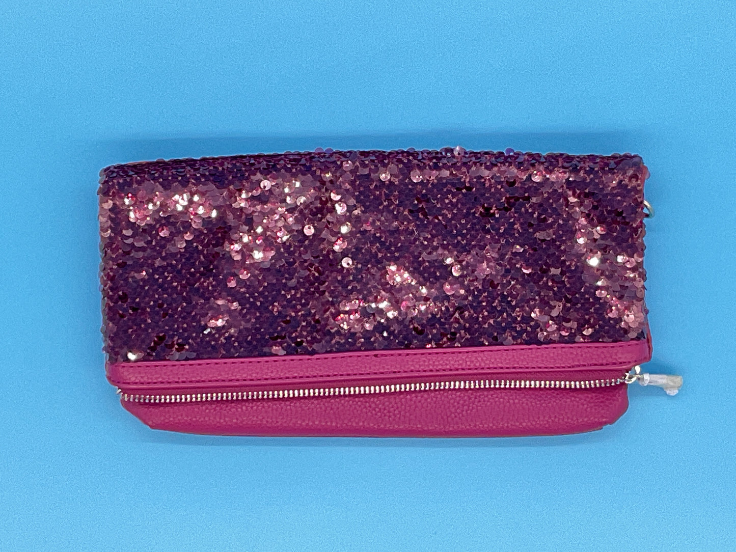 Thirty-One Gifts - Forever Foldover Clutch - Crushed Berry Pebble w/ Sequins