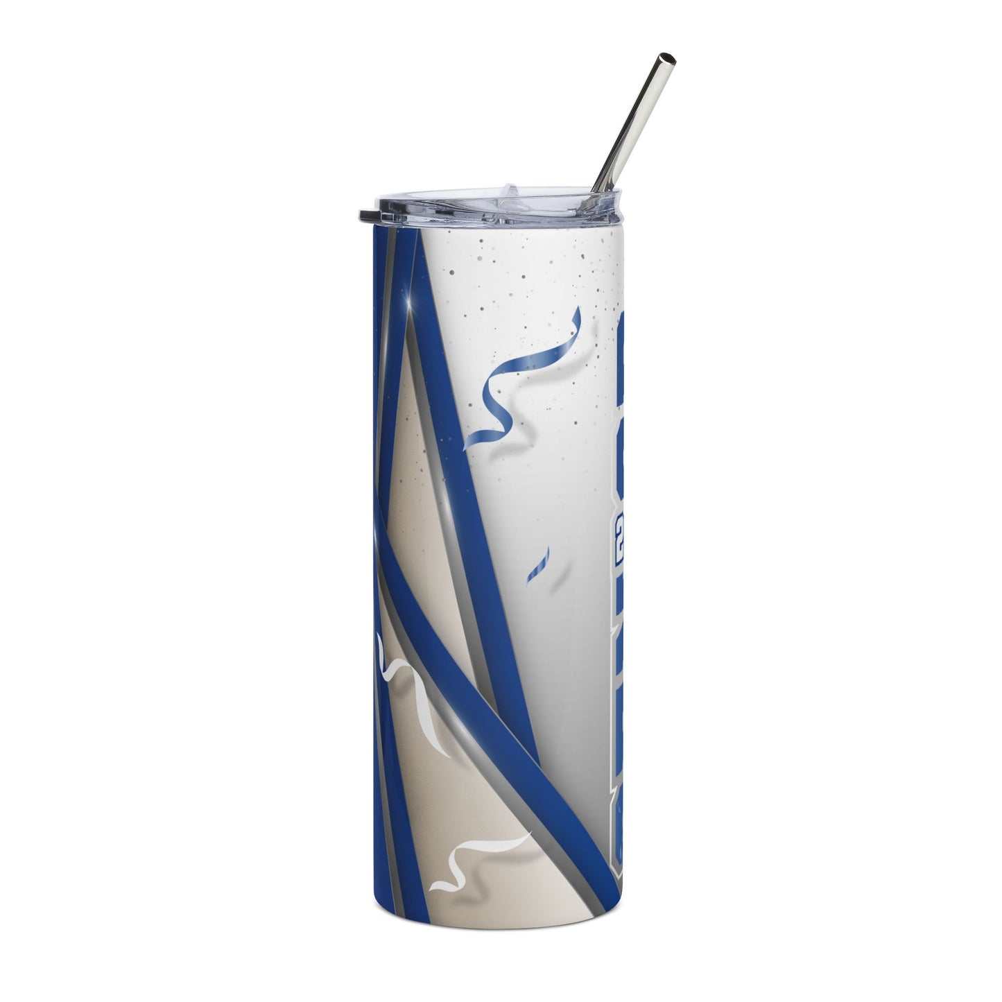 Senior 2026 Blue/White Stainless Steel 20oz Tumbler — Graduation Keepsake Travel Cup