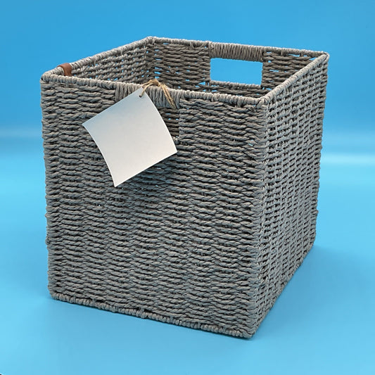 Thirty-One Gifts - Collapsible Cube Basket - Grey Basketweave