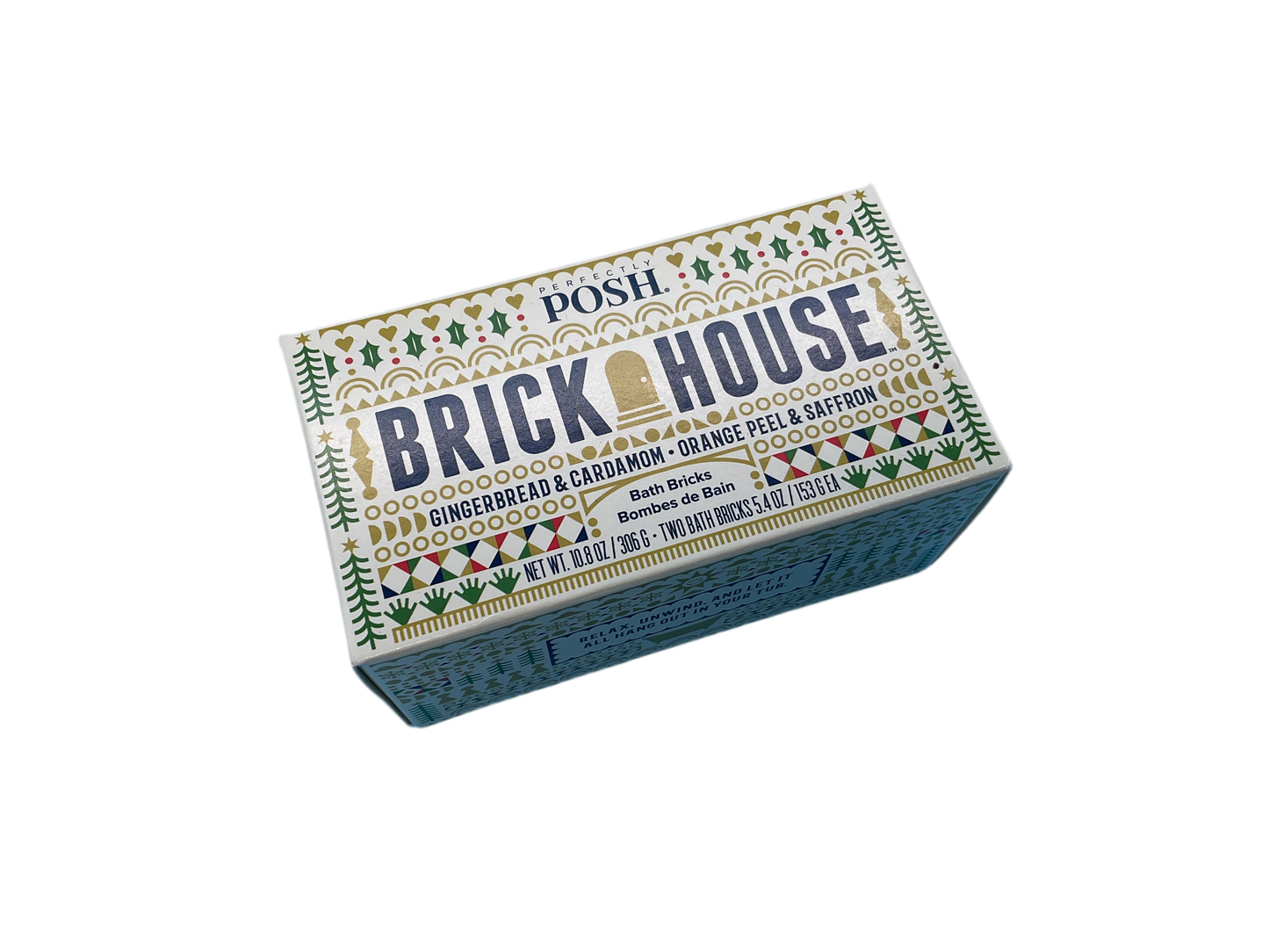 Perfectly Posh Brick House Holiday Bath Bricks Box Festive Soothing Soak For Relaxation