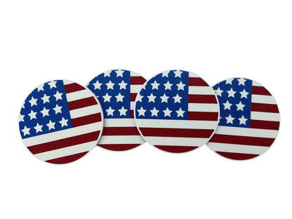 3D Printed American Flag Coaster Set With Storage Tray Patriotic Drink Coasters Durable Plastic