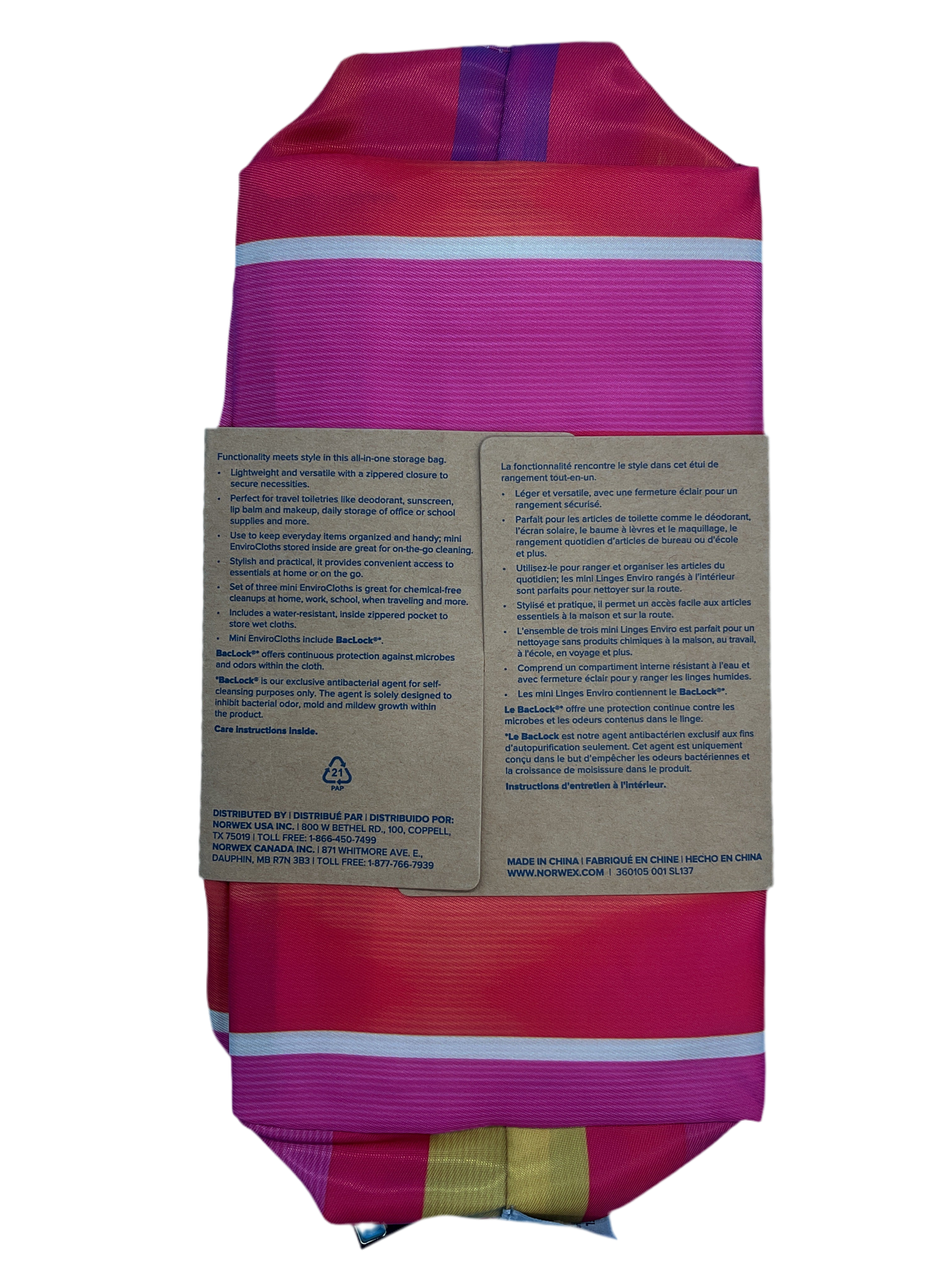 Norwex Grab-N-Go Zipper Pouch + EnviroCloth Travel Cleaning Set