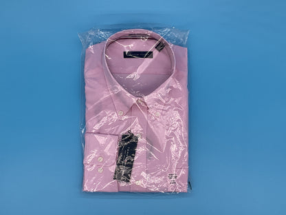 Tommy Hilfiger Men's Non Iron Solid Button Down Collar, Desert Rose, 17.5" Neck 34"-35" Sleeve