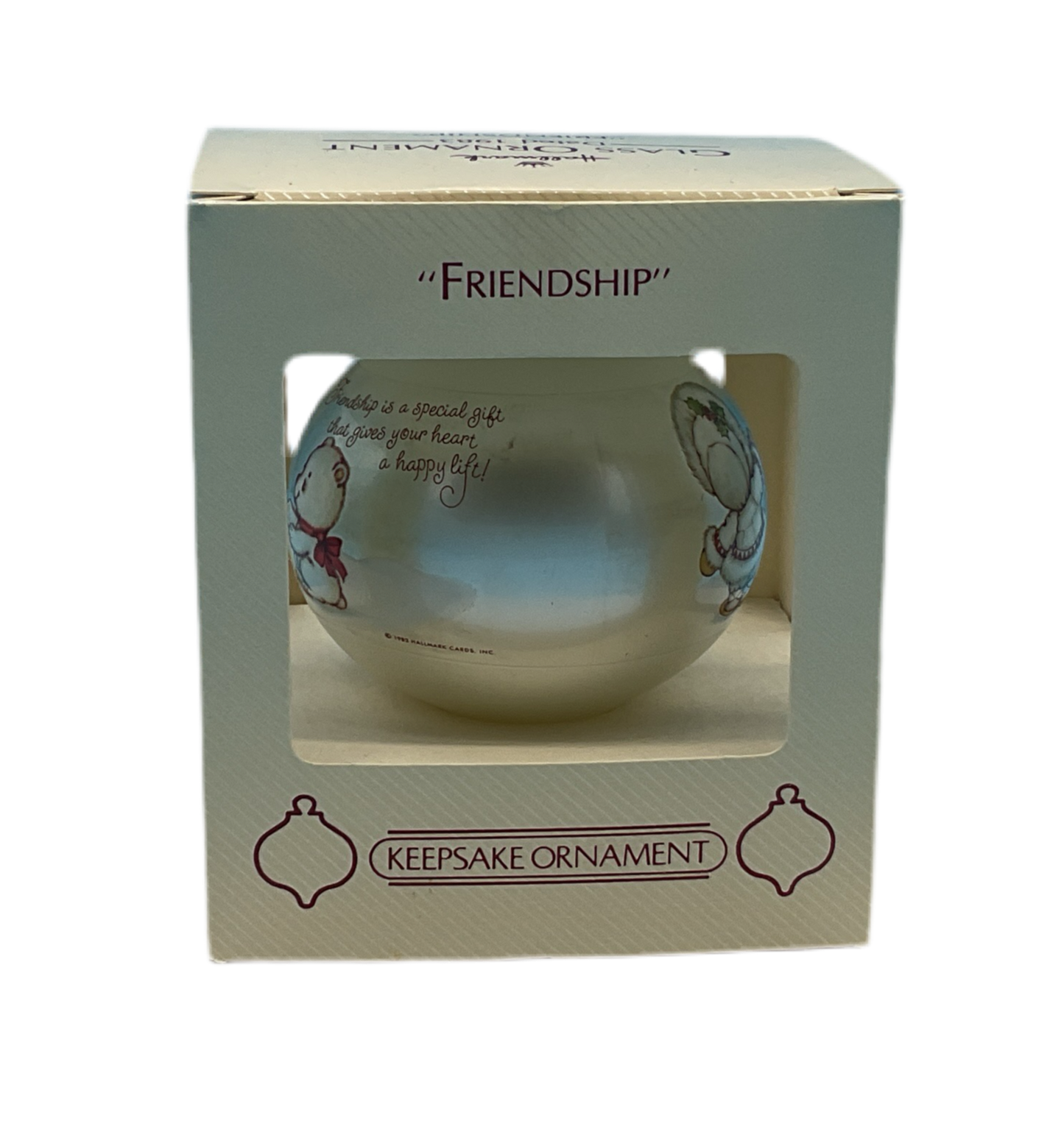 Hallmark Glass Ornament Friendship Ornament 1983 Vintage Keepsake Christmas