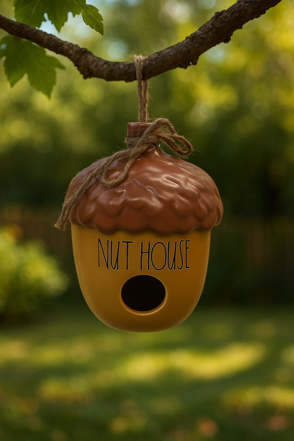 Rae Dunn Nut House Ceramic Birdhouse 7 Inch
