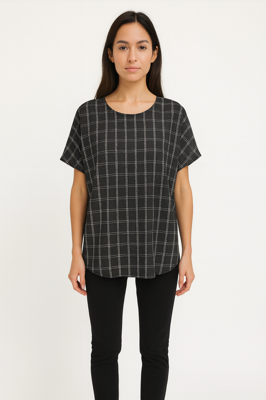 Van Heusen Women’s Plaid Stretch Top – XS