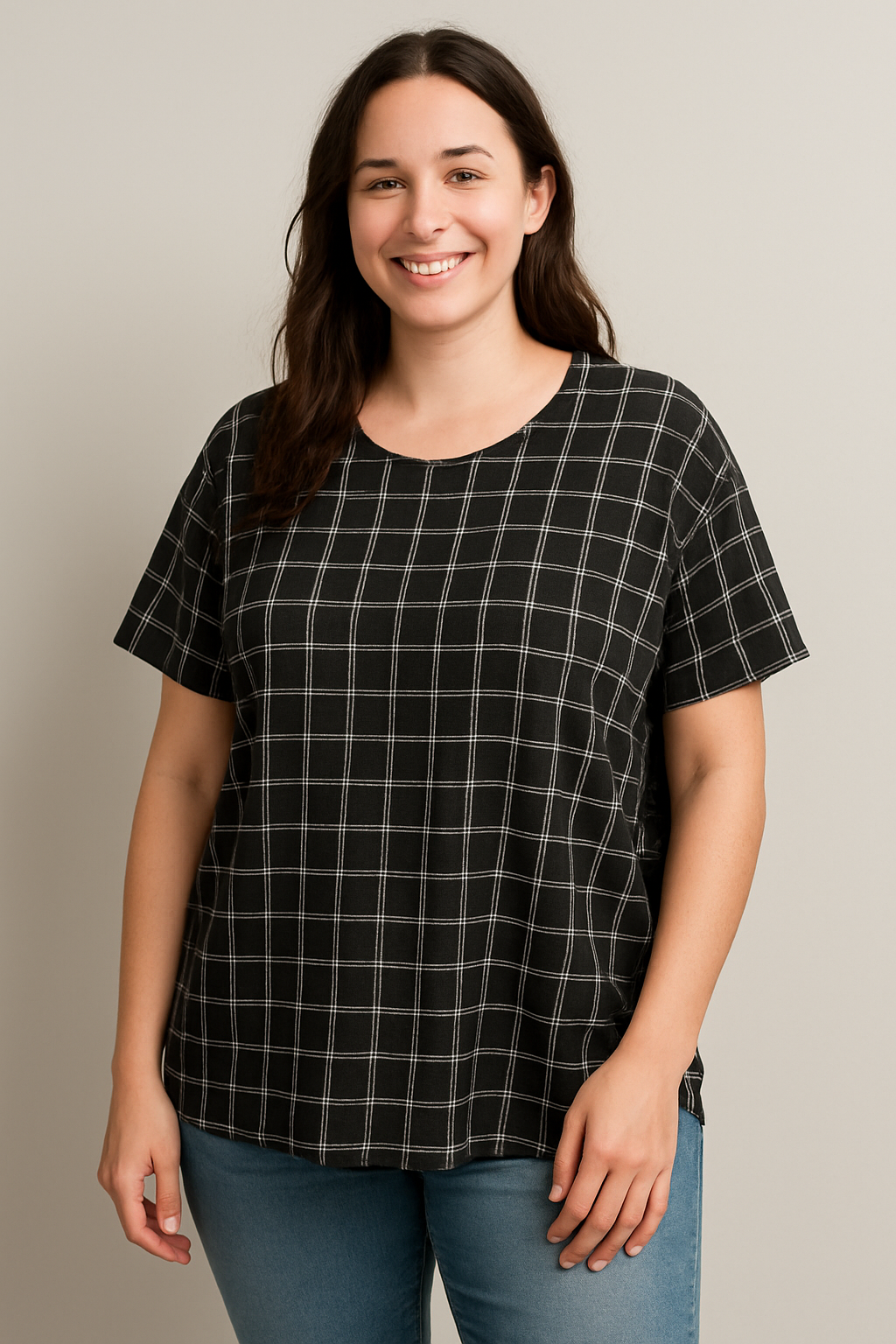 Van Heusen Women’s Plaid Stretch Top – M