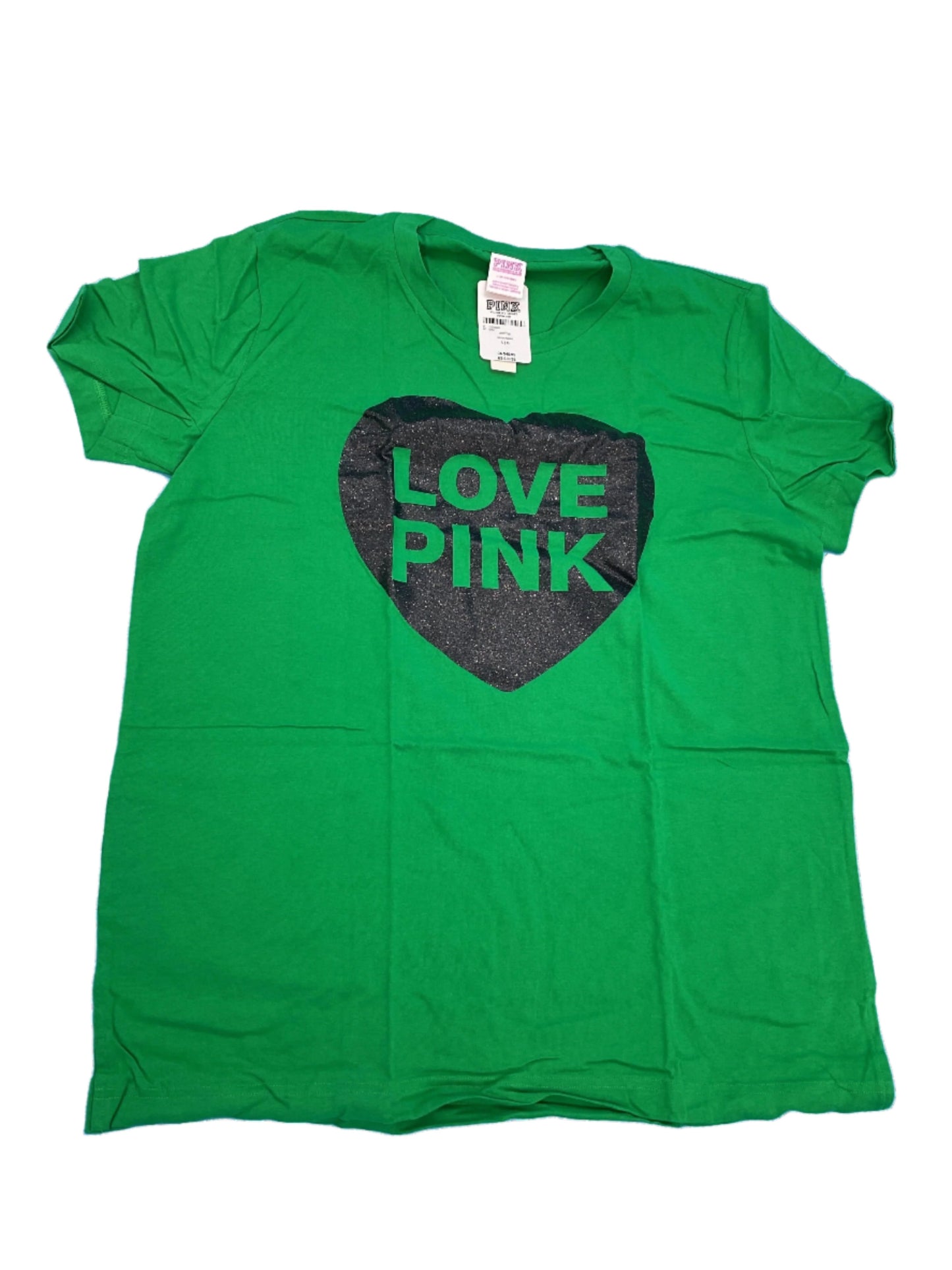 *NEW* Pink Victoria Secert Green Love T-Shirt *Large*