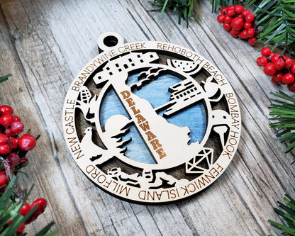 Delaware Ornament – Laser Cut Delaware State Christmas Ornament, Handmade DE Gift, Delaware Decor, Holiday Keepsake, Personalized State Present