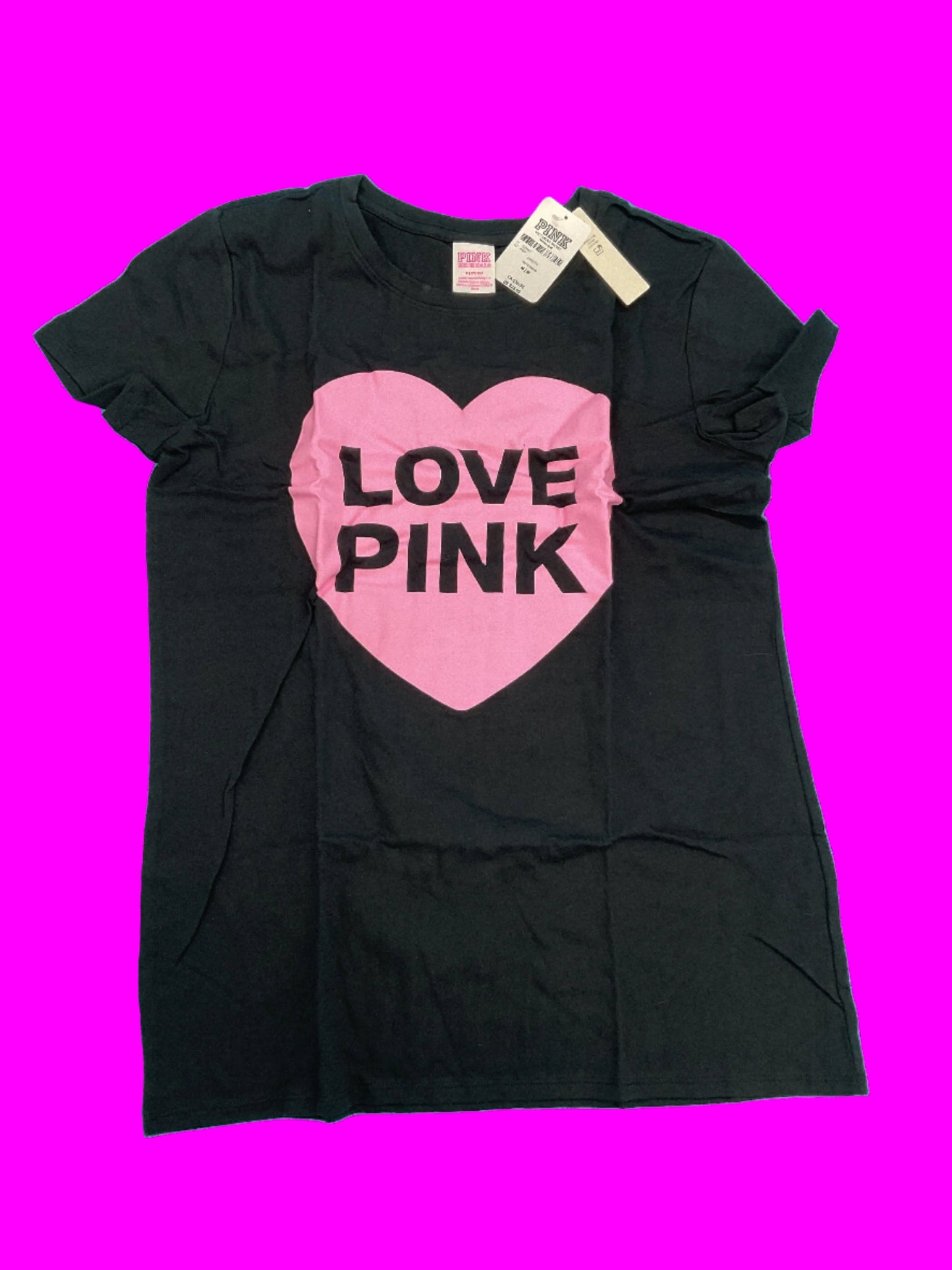 *NEW* Pink Victoria Secert Black Love T-Shirt *Medium*