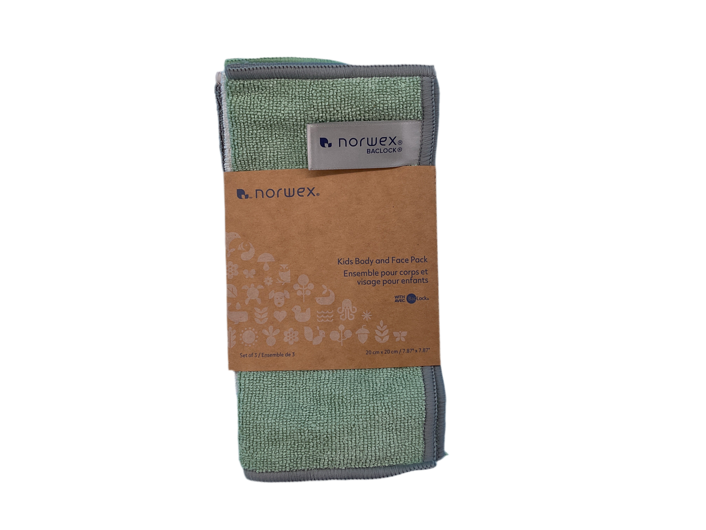 Norwex Kids Body and Face Pack – 3 Microfiber Cloths with BacLock® (7.87" x 7.87")